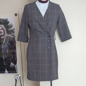 Mango Casual Gray Wrap Dress